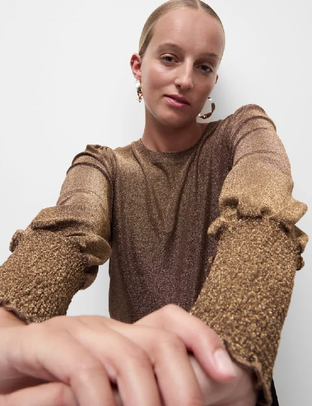 Jersey Sparkly Round Neck Blouse Seasonal Jersey Tee