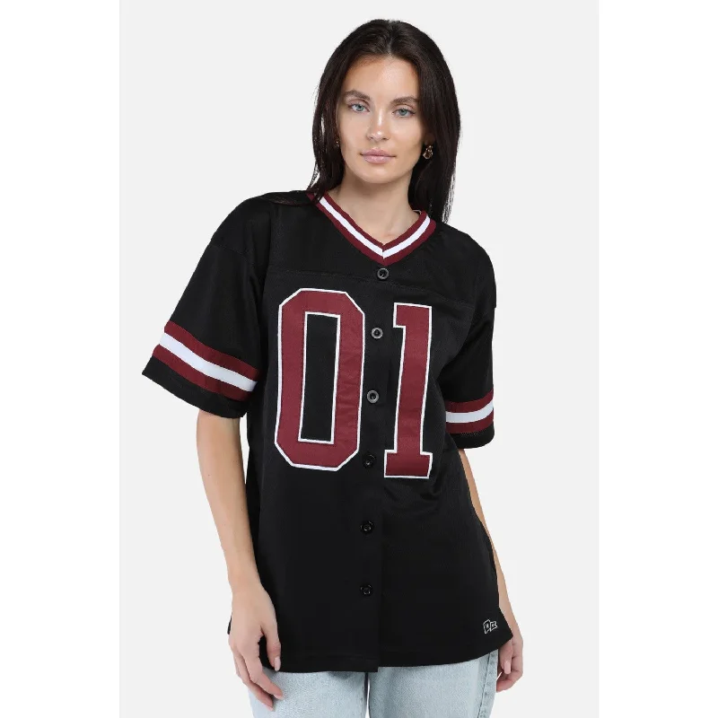 SOUTH CAROLINA GAMECOCKS BLACK BUTTON DOWN LADIES FOOTBALL JERSEY Pure White Jersey Tee SOUTH CAROLINA GAMECOCKS BLACK BUTTON DOWN LADIES FOOTBALL JERSEY Pure White Jersey Tee