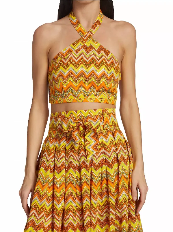 Cross Body Crop Top In Sol Seamless Knitted Crochet
