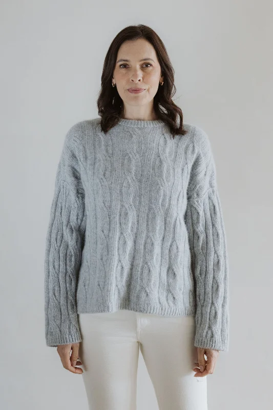 The Merino Angora Cable Jersey- Dove Comfortable Jersey Tee