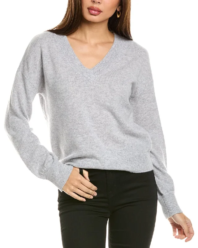 Forte Cashmere Gathered Sleeve V-Neck Cashmere Sweater Chenille Blend Fleece Blend Nylon Blend Forte Cashmere Gathered Sleeve V-Neck Cashmere Sweater Chenille Blend Fleece Blend Nylon Blend