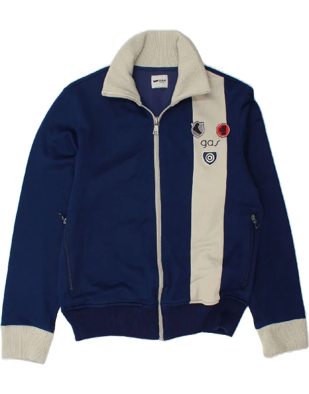 GAS Womens Graphic Tracksuit Top Jacket UK 16 Large Navy Blue Colourblock Cardigan Sweater Pullover GAS Womens Graphic Tracksuit Top Jacket UK 16 Large Navy Blue Colourblock Cardigan Sweater Pullover