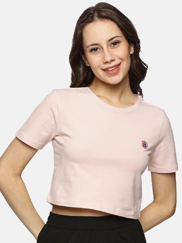Women Cotton Spandex Short Sleeve Crop Top (Light Pink) Layered Multi-layer Single Layer Women Cotton Spandex Short Sleeve Crop Top (Light Pink) Layered Multi-layer Single Layer