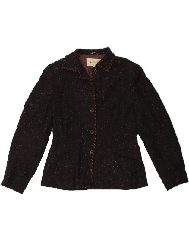 JAEGER Womens 5 Button Blazer Jacket UK 12 Medium Purple Flecked Wool Collared Jacket Crew Neck Jacket Turtle Neck Jacket JAEGER Womens 5 Button Blazer Jacket UK 12 Medium Purple Flecked Wool Collared Jacket Crew Neck Jacket Turtle Neck Jacket