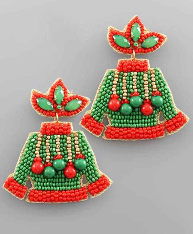 FINAL SALE - Christmas Sweater Beaded Earring Jersey Fabric Tulle Fabric Batik Fabric FINAL SALE - Christmas Sweater Beaded Earring Jersey Fabric Tulle Fabric Batik Fabric
