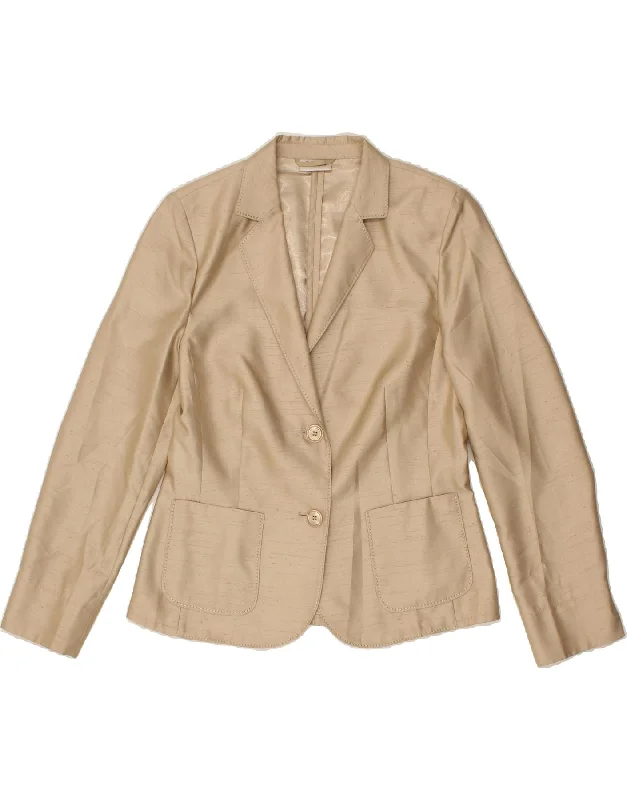 BASLER Womens 2 Button Blazer Jacket UK 12 Medium Beige Polyester Satin Fabric Silk Fabric Chiffon Fabric BASLER Womens 2 Button Blazer Jacket UK 12 Medium Beige Polyester Satin Fabric Silk Fabric Chiffon Fabric