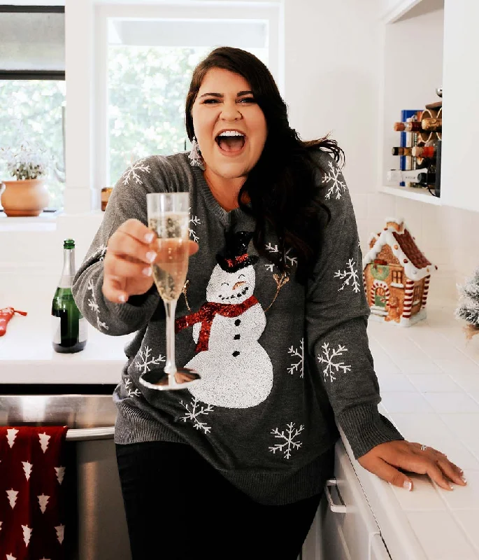 Women's Sequined Snow Day Plus Size Ugly Christmas Sweater Open Front Closed Front Wrap Front Women's Sequined Snow Day Plus Size Ugly Christmas Sweater Open Front Closed Front Wrap Front
