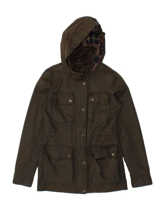 FAT FACE Womens Hooded Utility Jacket UK 6 XS Brown Cotton Anorak Shell Jacket Lightweight Jacket FAT FACE Womens Hooded Utility Jacket UK 6 XS Brown Cotton Anorak Shell Jacket Lightweight Jacket