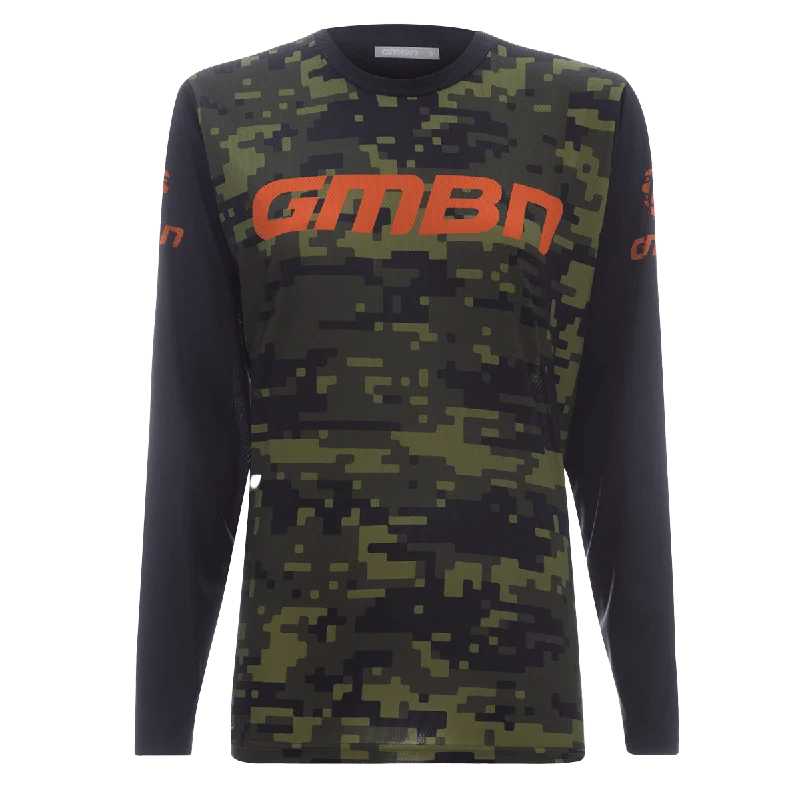 GMBN Women's Descent Jersey Long Sleeve - Camo Green & Orange Budget-Friendly Jersey Tee