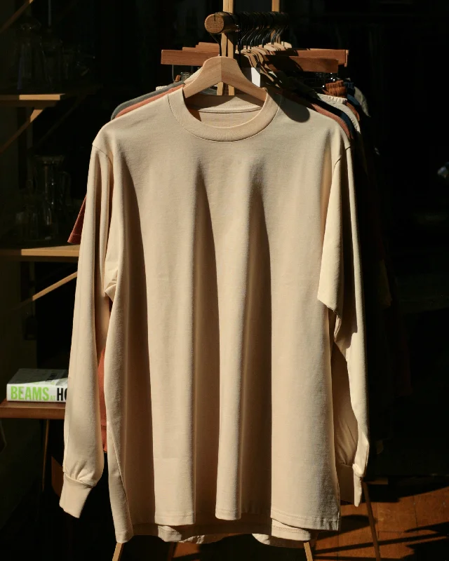 Crew Neck T Long Organic Twin Jersey | Ivory Burgundy Jersey Tee