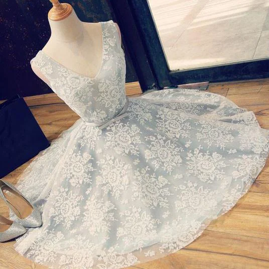 Cute V Neck V Back Sleeveless Lace Beautiful Knee-Length Homecoming Prom Dresses,220033 Tunics Chic elegant Cute V Neck V Back Sleeveless Lace Beautiful Knee-Length Homecoming Prom Dresses,220033 Tunics Chic elegant
