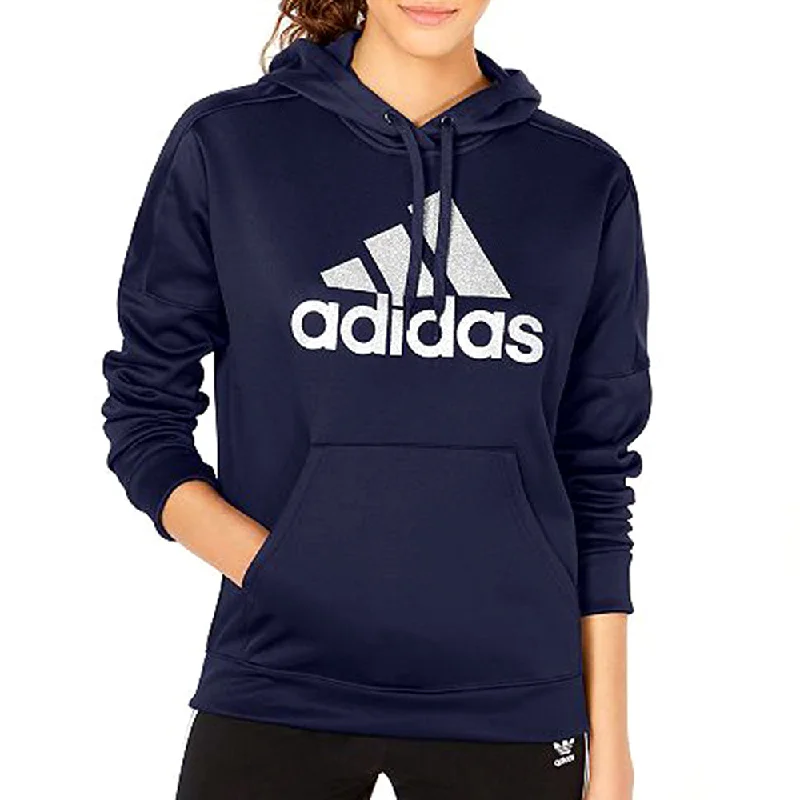 Adidas Women's Originals Shine Logo Hoodie Legend Ink Hoodie with Hem Raw Edge Edgy Unfinished Adidas Women's Originals Shine Logo Hoodie Legend Ink Hoodie with Hem Raw Edge Edgy Unfinished