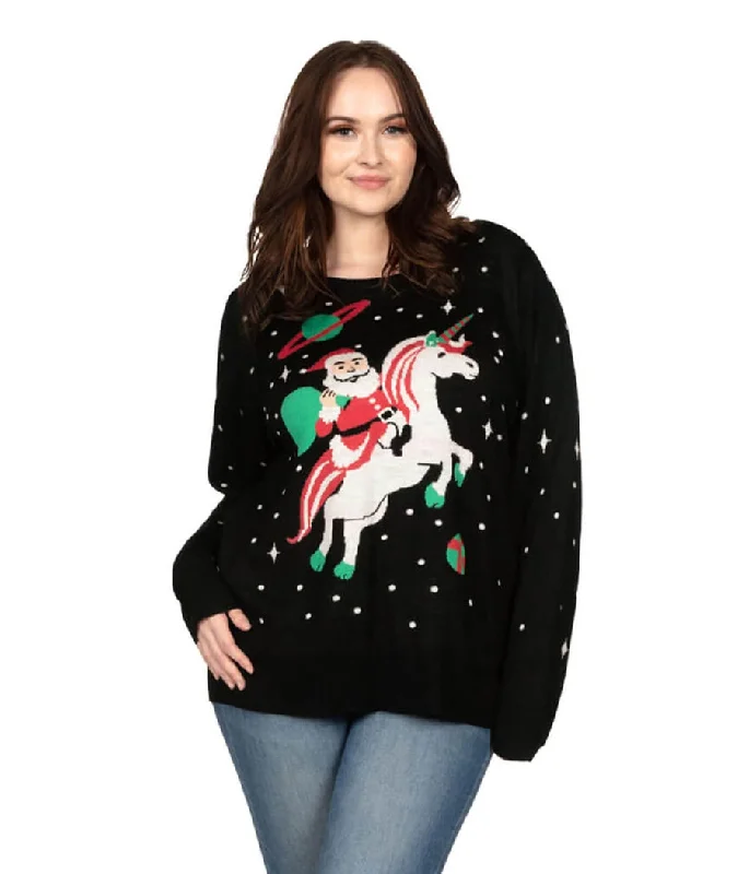 Women's Santa Unicorn Plus Size Ugly Christmas Sweater Lightweight Heavyweight Midweight Women's Santa Unicorn Plus Size Ugly Christmas Sweater Lightweight Heavyweight Midweight