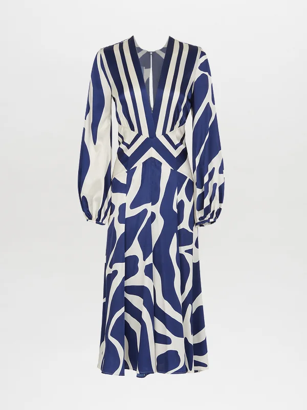 Kathryn Dress Navy White Mosaic Tunics Vintage classic