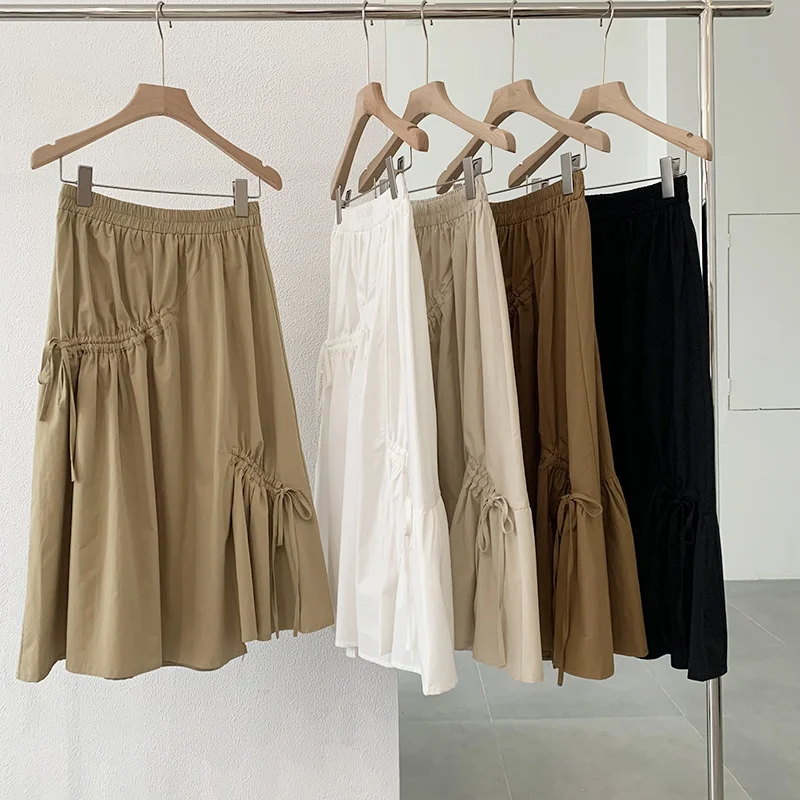 Women Vintage Boho Casual High Waist Irregular Drawstring Mid-Length A-Line Skirt linen skirt natural Women Vintage Boho Casual High Waist Irregular Drawstring Mid-Length A-Line Skirt linen skirt natural