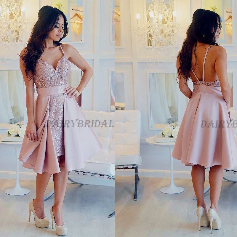 Spaghetti Straps Homecoming Dress, Lace Homecoming Dress, Backless Homecoming Dress, Pink Junior School Dress, Satin Homecoming Dress, D29 Tunics Satin smooth Spaghetti Straps Homecoming Dress, Lace Homecoming Dress, Backless Homecoming Dress, Pink Junior School Dress, Satin Homecoming Dress, D29 Tunics Satin smooth