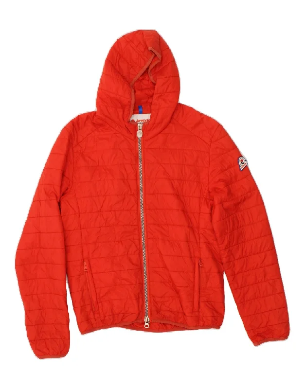 INVICTA Womens Hooded Windbreaker Jacket UK 12 Medium Red Polyamide Zip Front Button Front Snap Front INVICTA Womens Hooded Windbreaker Jacket UK 12 Medium Red Polyamide Zip Front Button Front Snap Front