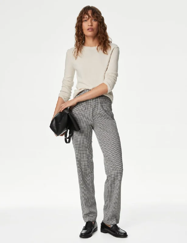 Jersey Checked Straight Leg Trousers Long Sleeve Jersey Tee