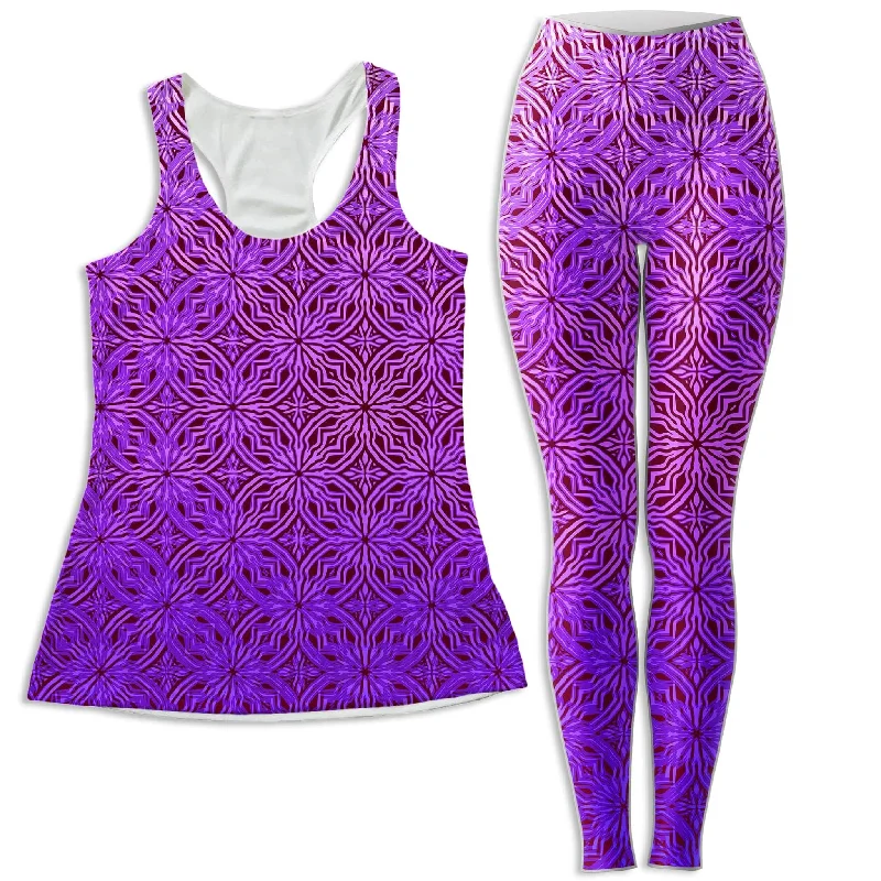 Psy Mosik Magenta Women's Tank and Leggings Combo cotton tank top