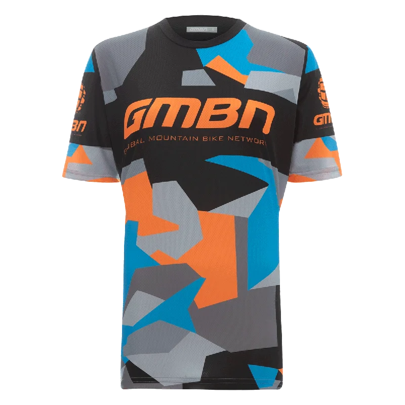 GMBN Women's Archive Camo Jersey Short Sleeve - Orange & Blue High-End Jersey Tee
