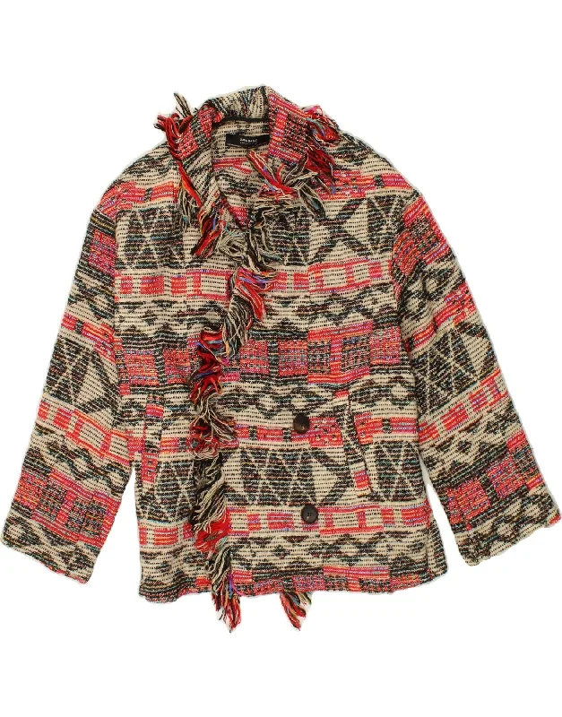 ZARA Womens Oversized Blazer Jacket UK 6 XS Pink Fair Isle Aztec Satin Jacket Silk Jacket Chiffon Jacket ZARA Womens Oversized Blazer Jacket UK 6 XS Pink Fair Isle Aztec Satin Jacket Silk Jacket Chiffon Jacket