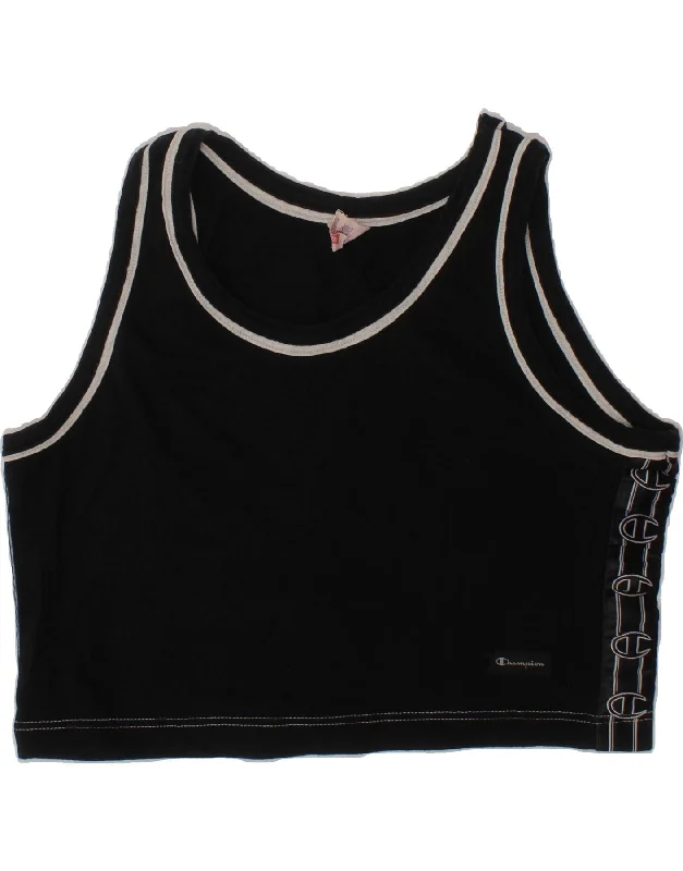 CHAMPION Womens Graphic Crop Top UK 12 Medium Black Cotton Machine Wash Dry Clean Hand Wash CHAMPION Womens Graphic Crop Top UK 12 Medium Black Cotton Machine Wash Dry Clean Hand Wash