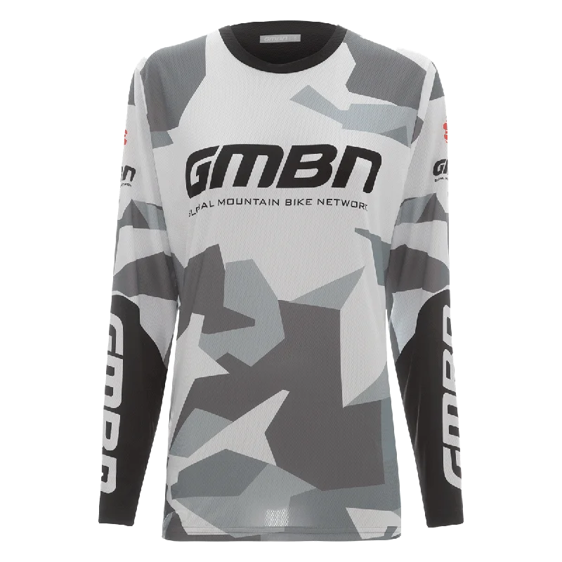 GMBN Women's Archive Camo Jersey Long Sleeve - White & Grey Luxury Jersey Tee