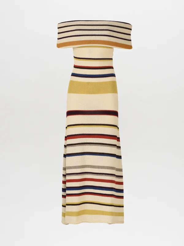 Eva Dress Multi Mustard Stripe Bodycon Club Sequined
