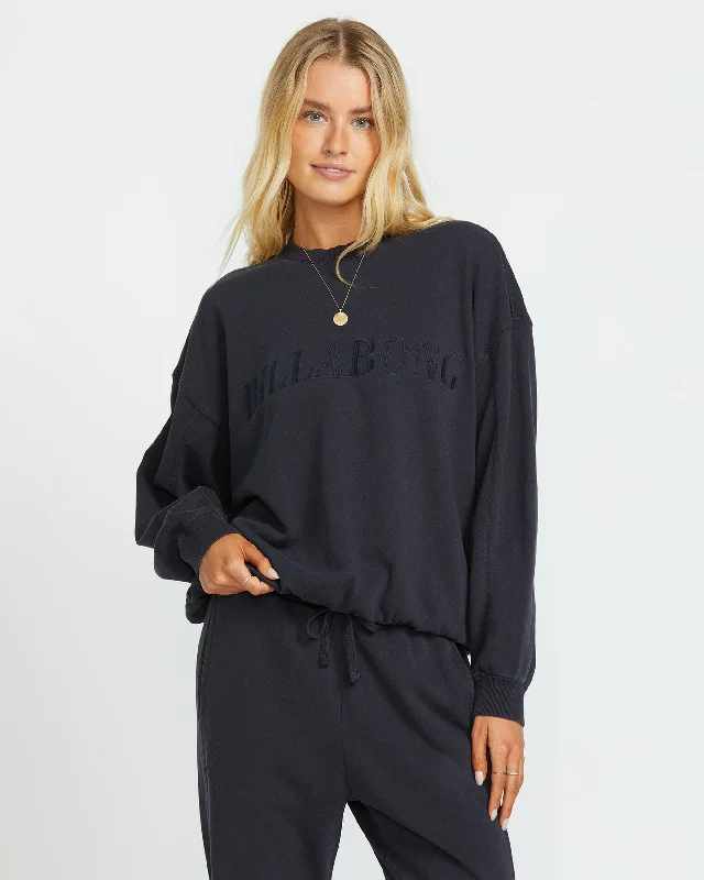 So Typical Kendal Crew Sweatshirt - Black Pebble Hoodie with Metallic Shiny Futuristic So Typical Kendal Crew Sweatshirt - Black Pebble Hoodie with Metallic Shiny Futuristic