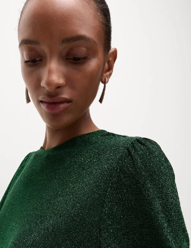 Jersey Sparkly Round Neck Blouse Holiday Jersey Tee