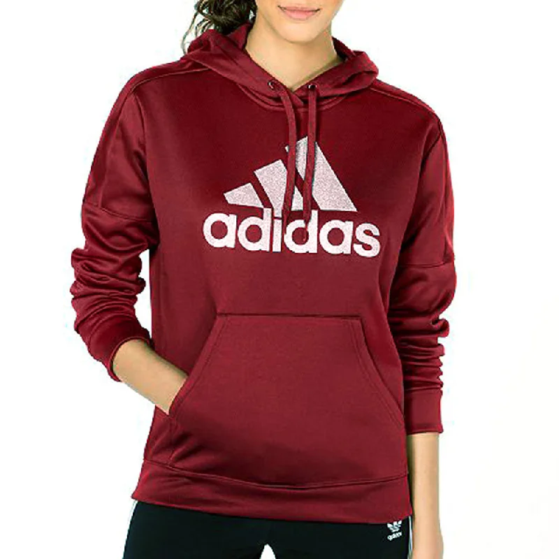 Adidas Women's Originals Shine Logo Hoodie Noble Maroon Hoodie with Hem Detail Decorative Unique Adidas Women's Originals Shine Logo Hoodie Noble Maroon Hoodie with Hem Detail Decorative Unique