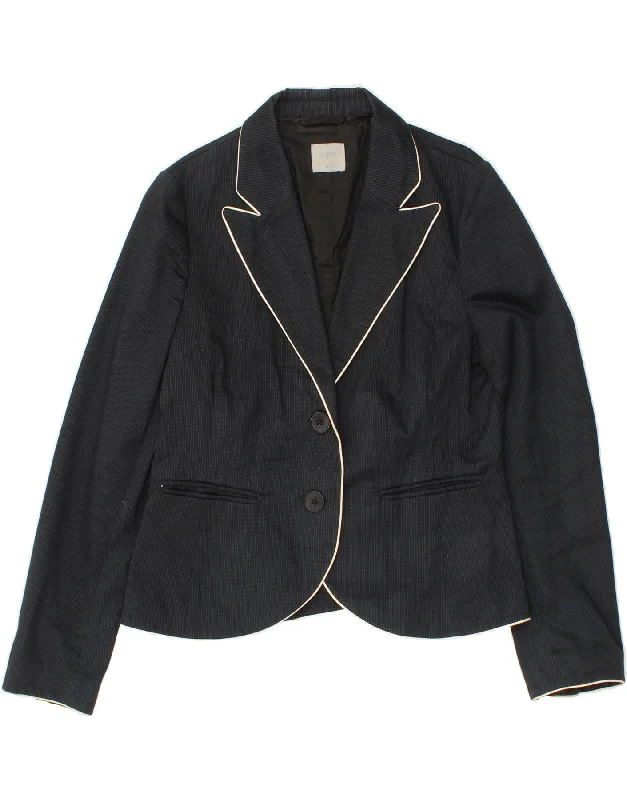 OASIS Womens 2 Button Blazer Jacket UK 16 Large Navy Blue Pinstripe Snapped Jacket Toggled Jacket Drawstring Jacket OASIS Womens 2 Button Blazer Jacket UK 16 Large Navy Blue Pinstripe Snapped Jacket Toggled Jacket Drawstring Jacket