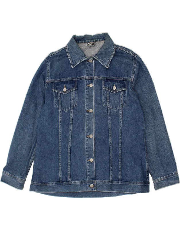 VINTAGE Womens Denim Jacket IT 46 Large Blue Cotton V-Neck Jacket Boat Neck Jacket Square Neck Jacket VINTAGE Womens Denim Jacket IT 46 Large Blue Cotton V-Neck Jacket Boat Neck Jacket Square Neck Jacket