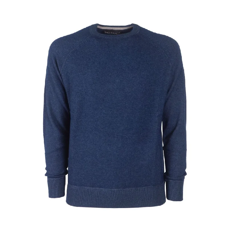 Elegant Cashmere Crew Neck Sweater Chenille Brocade Lace