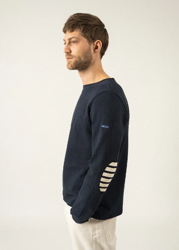 Marinière iconique unie à coudières rayées - en jersey de coton lourd (NAVY/ECRU/NAVY) Chic Jersey Tee Marinière iconique unie à coudières rayées - en jersey de coton lourd (NAVY/ECRU/NAVY) Chic Jersey Tee