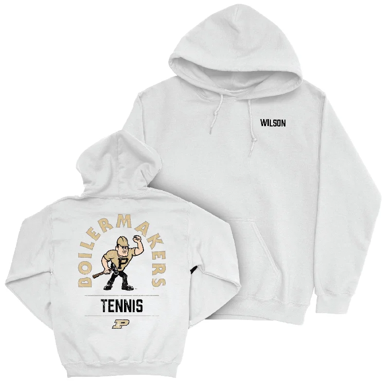 Women's Tennis White Mascot Hoodie - Ashlie Wilson Hoodie with Elastic Cuffs Stretchable Comfortable Women's Tennis White Mascot Hoodie - Ashlie Wilson Hoodie with Elastic Cuffs Stretchable Comfortable