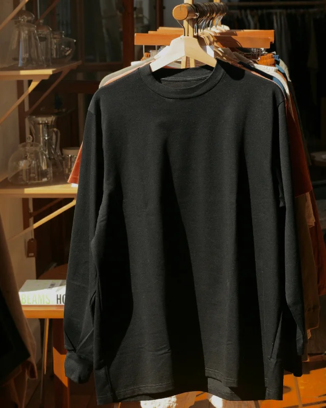 Crew Neck T Long Organic Twin Jersey | Black Beige Jersey Tee