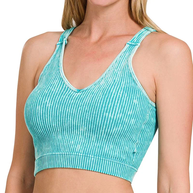 Washed Ribbed Padded Cropped Tank adorable tank top