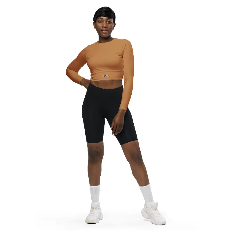 Nude Recycled Long-Sleeve Crop Top Knit Fabric Woven Fabric Fleece Fabric