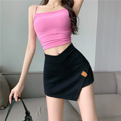Summer Women Irregular Tight Elastic One Step Skirt Overlap Shorts casual skirt length Summer Women Irregular Tight Elastic One Step Skirt Overlap Shorts casual skirt length