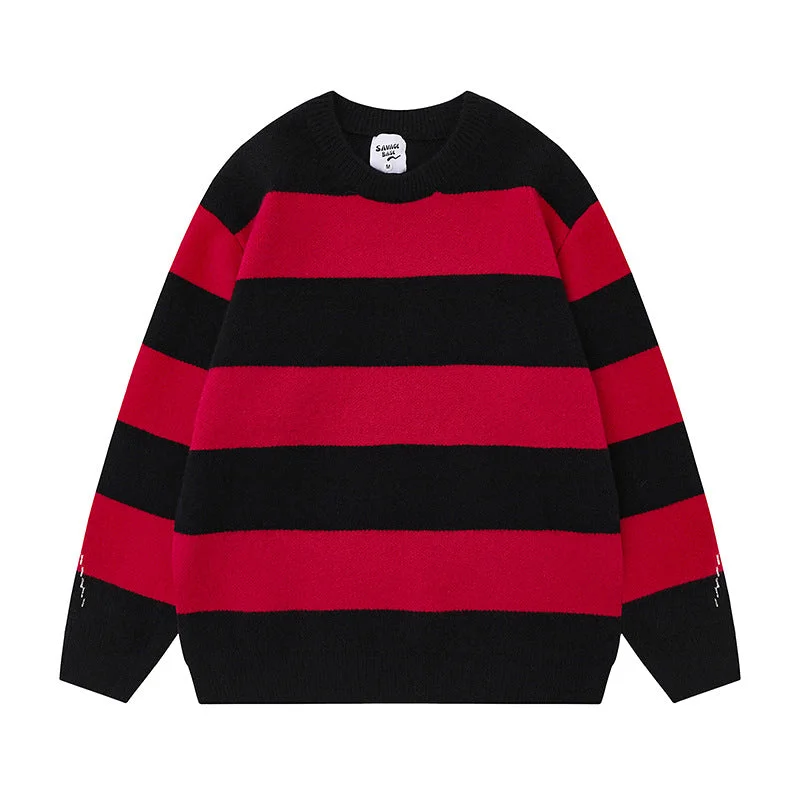 Advbridge outfits for men 2024 Autumn New Contrast Color Striped Knitted Design Men and Women Couple Casual round Neck Sweater Front Pockets Side Pockets Patch Pockets Advbridge outfits for men 2024 Autumn New Contrast Color Striped Knitted Design Men and Women Couple Casual round Neck Sweater Front Pockets Side Pockets Patch Pockets