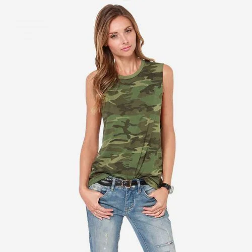 Summer Round-neck Camouflage Sleeveless Top Sexy Women Sling Tank Top flirty tank top Summer Round-neck Camouflage Sleeveless Top Sexy Women Sling Tank Top flirty tank top