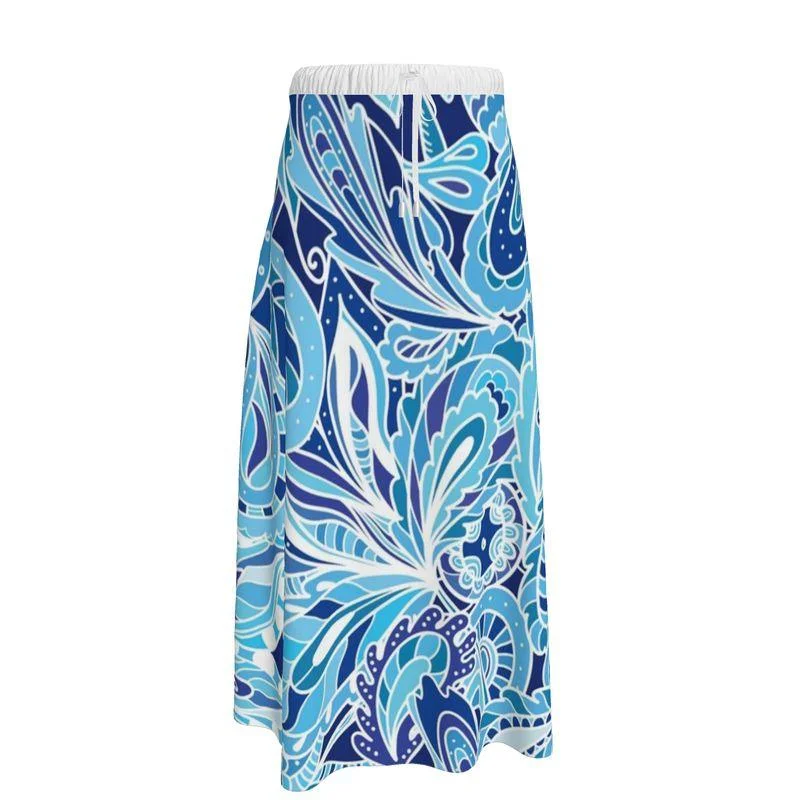 Aqui Elastic Waist Tie Maxi Skirt corduroy skirt textured