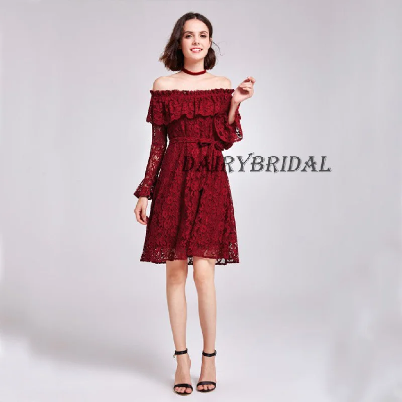 Off the Shoulder Homecoming Dress, Lace Homecoming Dress, Long Sleeve Homecoming Dress, Knee-Length Homecoming Dress, Backless Homecoming Dress, D03 Tunics Silk luxurious Off the Shoulder Homecoming Dress, Lace Homecoming Dress, Long Sleeve Homecoming Dress, Knee-Length Homecoming Dress, Backless Homecoming Dress, D03 Tunics Silk luxurious