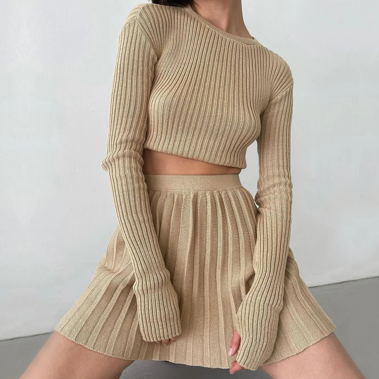 Advbridge Autumn Winter Green Knitted Skirt 2 Pieces Sets Women Suits Long Sleeve Slim Crop Top Sweater and Pleated Skirt Matching Sets Print Jacquard Patchwork Advbridge Autumn Winter Green Knitted Skirt 2 Pieces Sets Women Suits Long Sleeve Slim Crop Top Sweater and Pleated Skirt Matching Sets Print Jacquard Patchwork