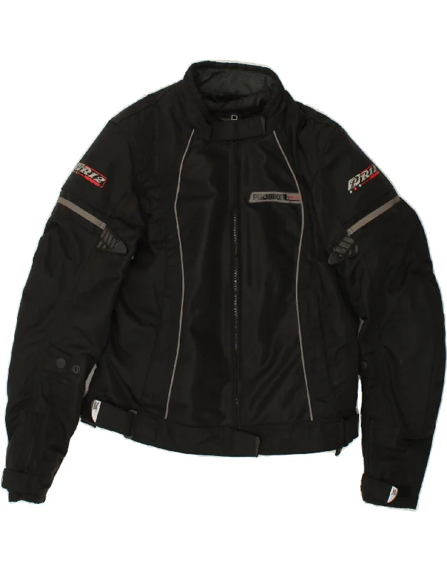 PROBIKER Womens Graphic Biker Jacket IT 44 Medium Black Polyamide Knit Jacket Woven Jacket Fleece Jacket PROBIKER Womens Graphic Biker Jacket IT 44 Medium Black Polyamide Knit Jacket Woven Jacket Fleece Jacket