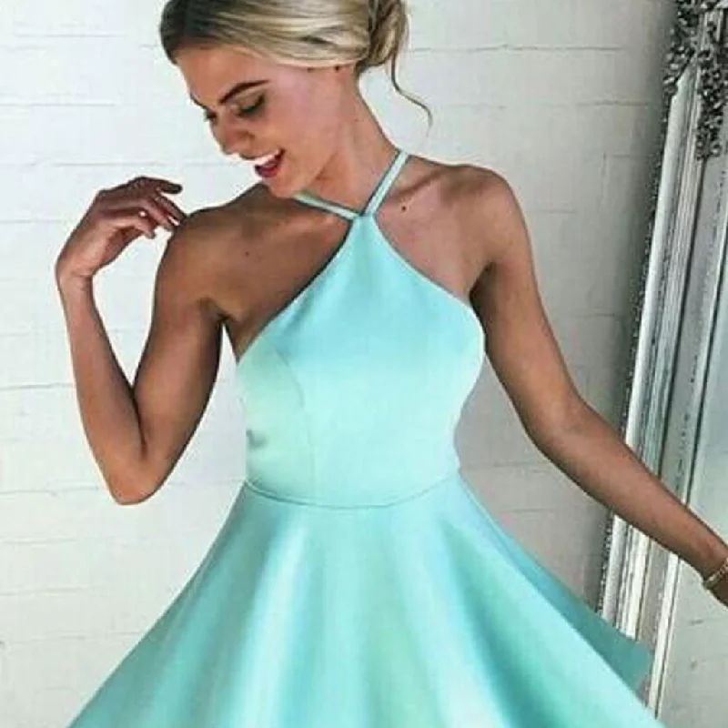 Short Homecoming Dress, Halter Homecoming Dress, Satin Homecoming Dress, Backless Junior School Dress, Knee-Length Homecoming Dress, Sexy Homecoming Dress, LB0419 Shift Classic Vintage Short Homecoming Dress, Halter Homecoming Dress, Satin Homecoming Dress, Backless Junior School Dress, Knee-Length Homecoming Dress, Sexy Homecoming Dress, LB0419 Shift Classic Vintage