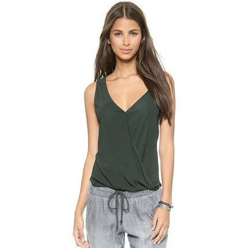 V-neck Cross Modeling Chiffon Top Single Sling Off Shoulder Sexy Women Sling Tank Top cute tank top V-neck Cross Modeling Chiffon Top Single Sling Off Shoulder Sexy Women Sling Tank Top cute tank top