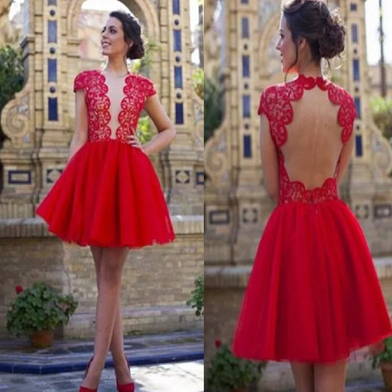 popular blush red open back sexy with short sleeve cocktail homecoming prom dress, BD00133 Tunics Exclusive limited popular blush red open back sexy with short sleeve cocktail homecoming prom dress, BD00133 Tunics Exclusive limited