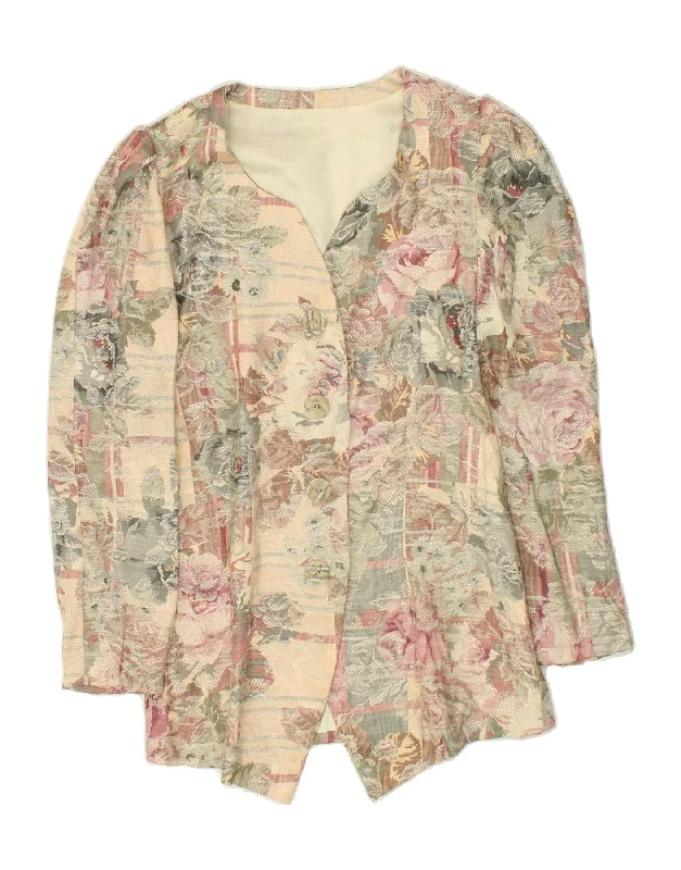 VINTAGE Womens 4 Button Blazer Jacket UK 10 Small Beige Floral Mesh Jacket Canvas Jacket Denim Jacket VINTAGE Womens 4 Button Blazer Jacket UK 10 Small Beige Floral Mesh Jacket Canvas Jacket Denim Jacket